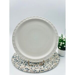Ceramic Large Serving Plate or Cake Plate Embossed Notched Border 11.75"